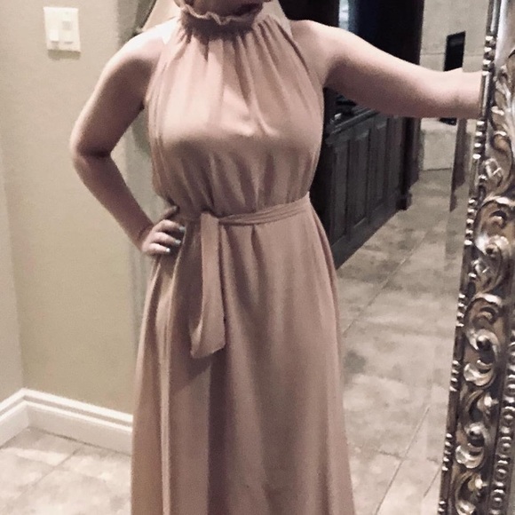 Chiffon Halter Neck Bridesmaids Dress - Picture 3 of 10